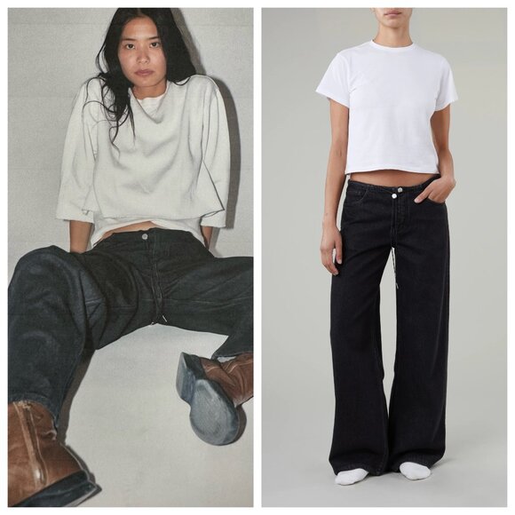 Still Here Denim - NWOT$285 Still Here Cool Low-Rise Wide Legs Jeans - Black Sz29